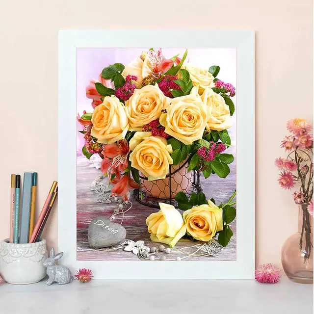 HUACAN 5D Diamant Malerei Kreuz Stich Blumen Mosaik Handgemachte Diamant Stickerei Rose Home Decor Geschenk Kunst Square - Shop at LoveMi