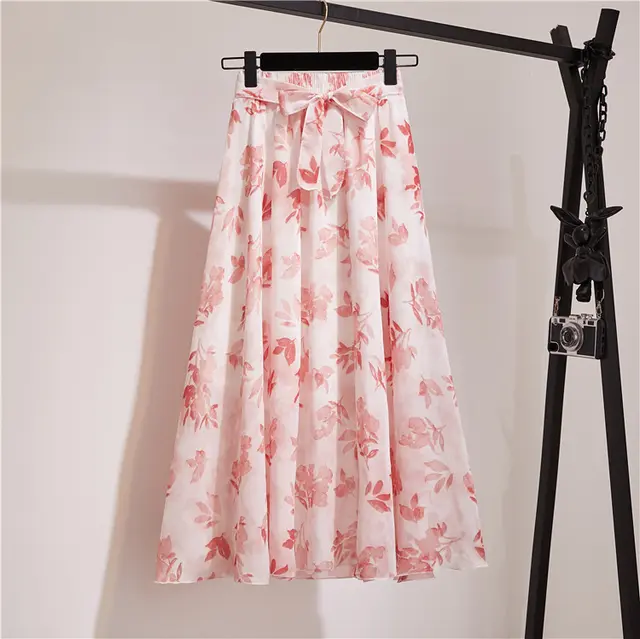Loose Belly covering Chiffon Print Skirt - Shop at LoveMi