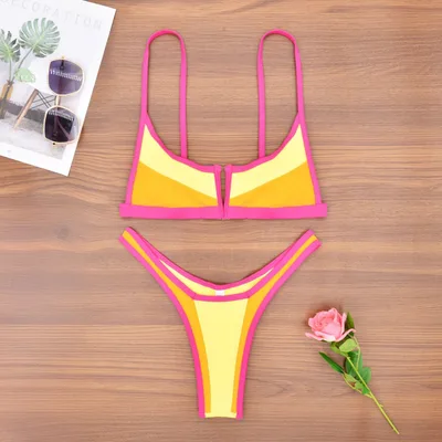Split Swimsuit European And American Bikini Sexy Swimsuit Bikini Orange - Shop at LoveMi