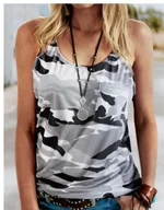 Casual Sleeveless Camouflage T-shirt Plus Size Vest - Grey