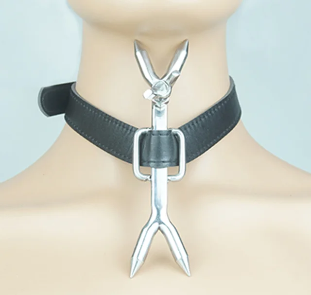 Men's And Women's Leather Pure Stainless Steel Bondage Collar Toy Adult Black - Shop at LoveMi