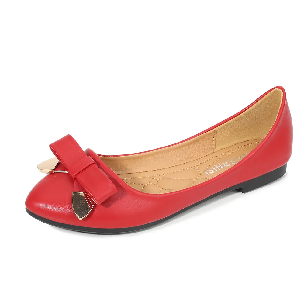 Casual And Comfortable Butterfly Flat Heel Peas Shoes Foreign Trade Plus Size Women's Shoes Red - Shop at LoveMi