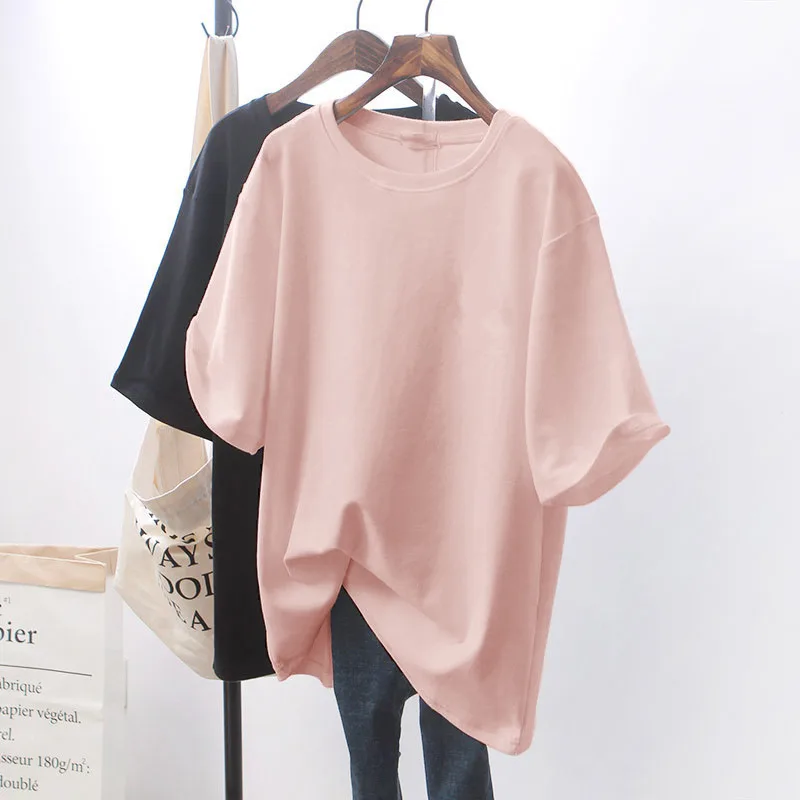 Design Sense Niche Clothes Chic White Loose Short sleeved T shirt For Women Pure Pink - Shop at LoveMi