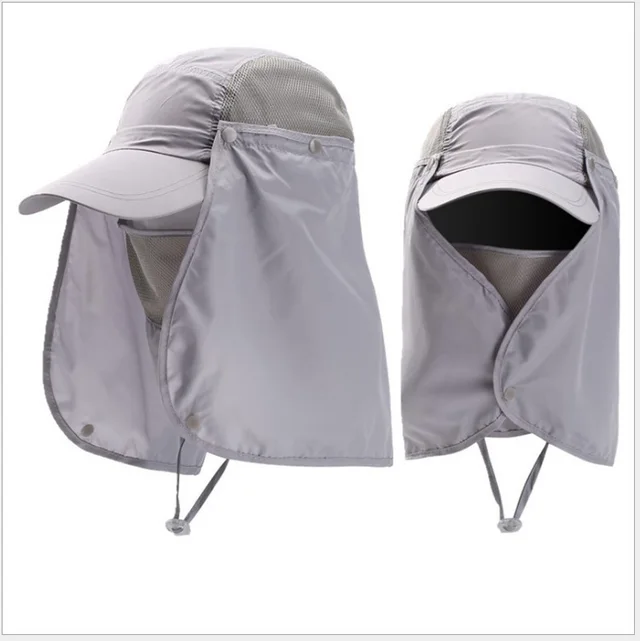 Custom made Outdoor Hiking Sun Hats UV Protection Men's Fishing Riding Hats Sun Hats Light Grey - Shop at LoveMi