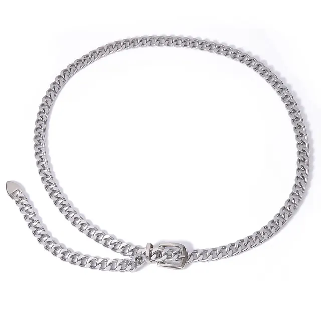 Personalized Creative Chain Belt Waist Chain Simple Metal Chain Waist Belt Silver - Shop at LoveMi