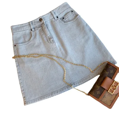 Beautiful Light Ash Na Rice Bubble Technology Guest Denim Korean H Skirt Skirt Light Soot - Shop at LoveMi