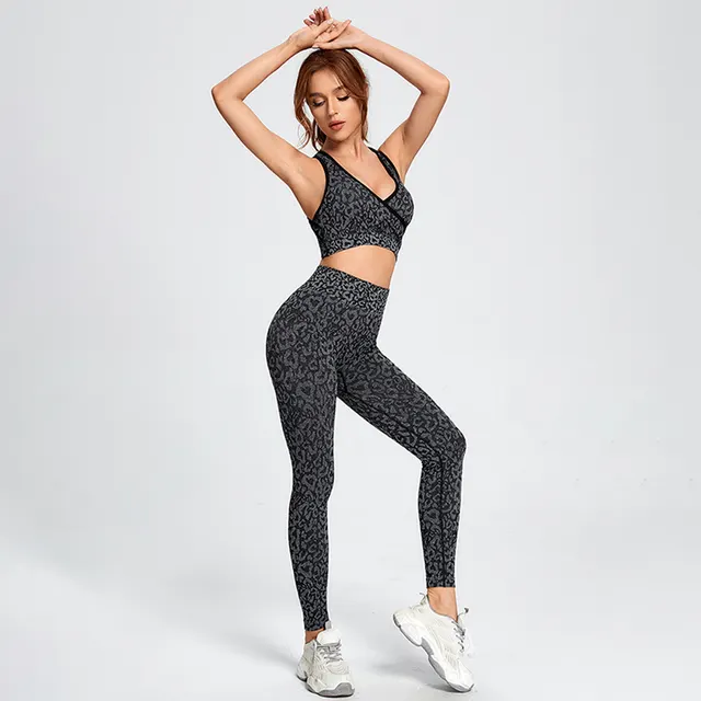 Beautiful Back Bra High Elastic Buttocks Fitness Pants Sports Suit Dark Grey - Shop at LoveMi