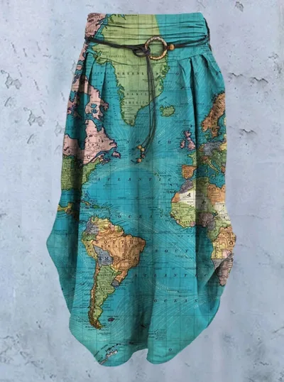 World Maps Printed Dress Women Green - Shop at LoveMi