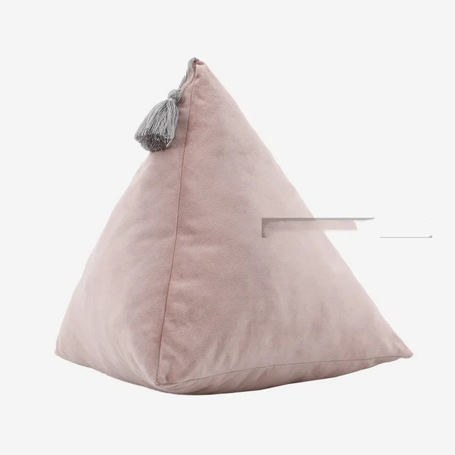 Triangular Pyramid Triangular Three dimensional Shaped Zongzi Shaped Velvet Pillow Sofa Living Room Pillow Bed Pink - Shop at LoveMi