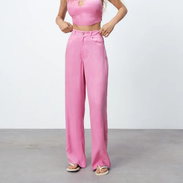 All match Women's Summer New Product Line Decoration Drape Pants Pink - Shop at LoveMi