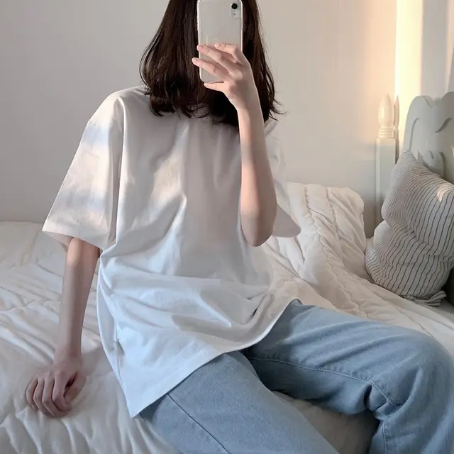 Short Sleeved Loose Korean Style Cotton Spring Summer Dress - Shop at LoveMi