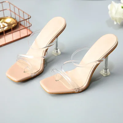High Heels White Fashion Women's Shoes 35 43 European And American Sandals And Slippers Apricot - Shop at LoveMi
