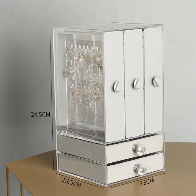 Transparent Jewelry Storage Box Jewelry Organizer Dustproof Display Grey - Shop at LoveMi