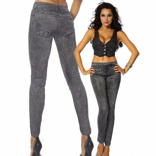 Snow Pants Blue Imitation Denim Leggings Black - Shop at LoveMi