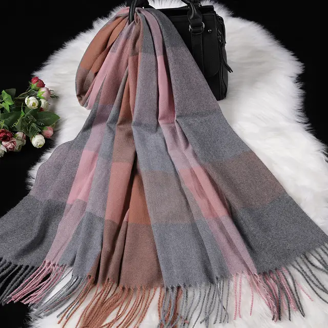 Autumn Winter New Women British Cashmere Checked Scarf Female 200x70 Double Side Warm Plaid Tassel Shawl Scarf 6 Style - Shop at LoveMi