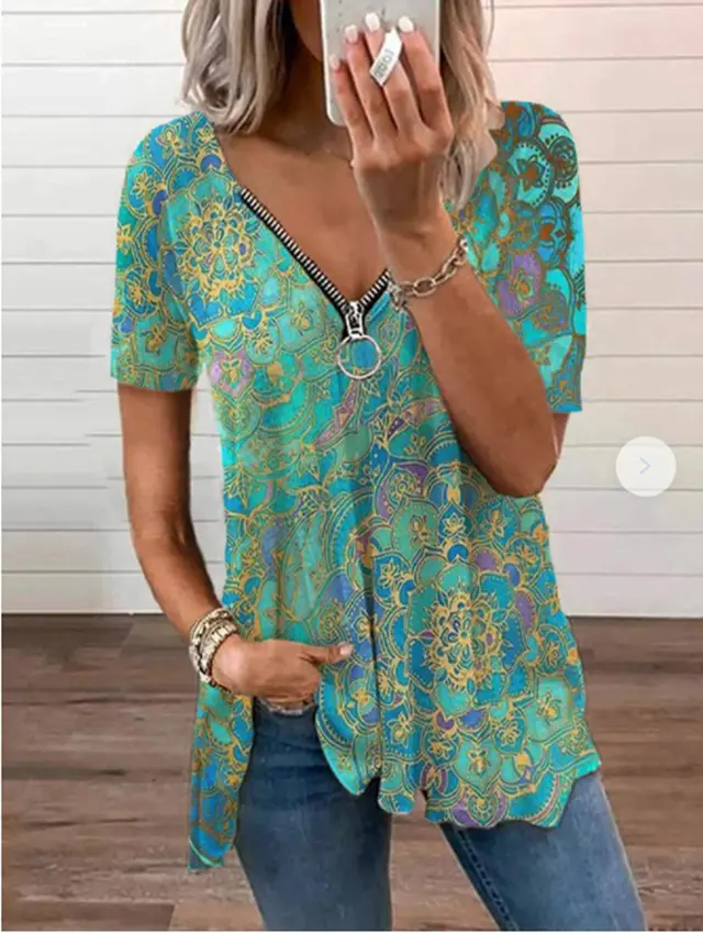 Summer European And American New Style Zipper Short Sleeve Green1 - Shop at LoveMi