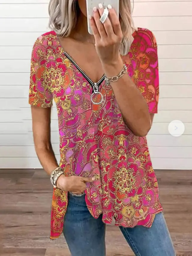 Summer European And American New Style Zipper Short Sleeve Red - Shop at LoveMi