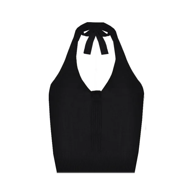 Short Sleeveless Knitted Camisole Summer Women Black - Shop at LoveMi