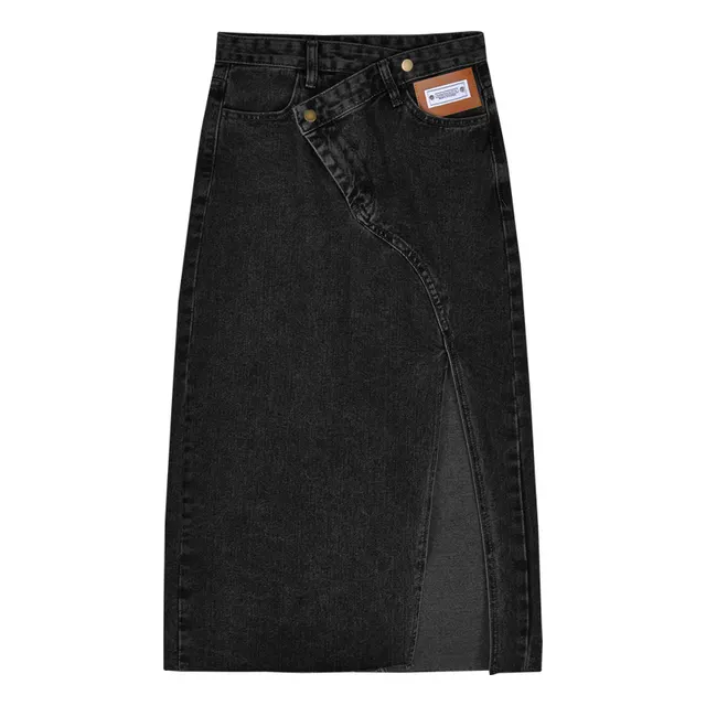 Irregular Slit Denim Skirt Women's Summer Black - Shop at LoveMi