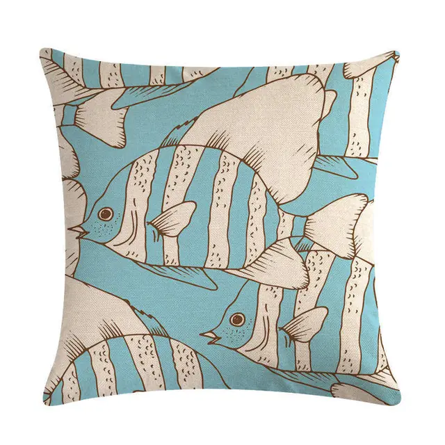 Color fish linen pillowcase P Style - Shop at LoveMi