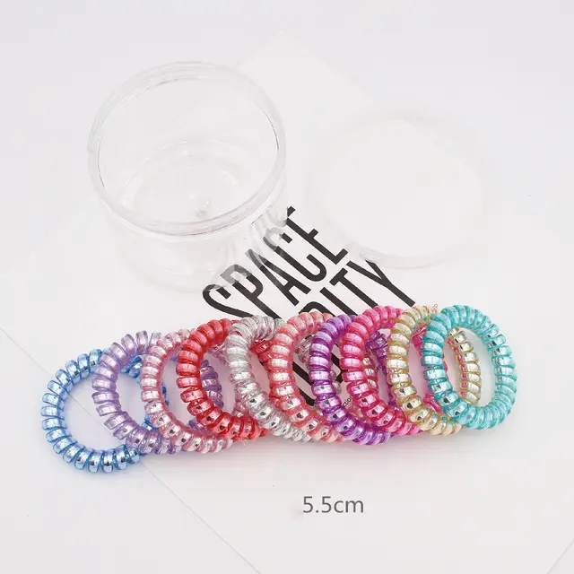Candy colored Large Telephone Cord Hair Tie 10 Cans, High Elasticity, Not Easy To Break, Simple Restraint Hair Tie Metallic Bright Color Can - Shop at LoveMi