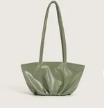 New Fashion Niche Soft Leather Fold Simple Versatile Underarm Tote Bag Shoulder Bag - Green