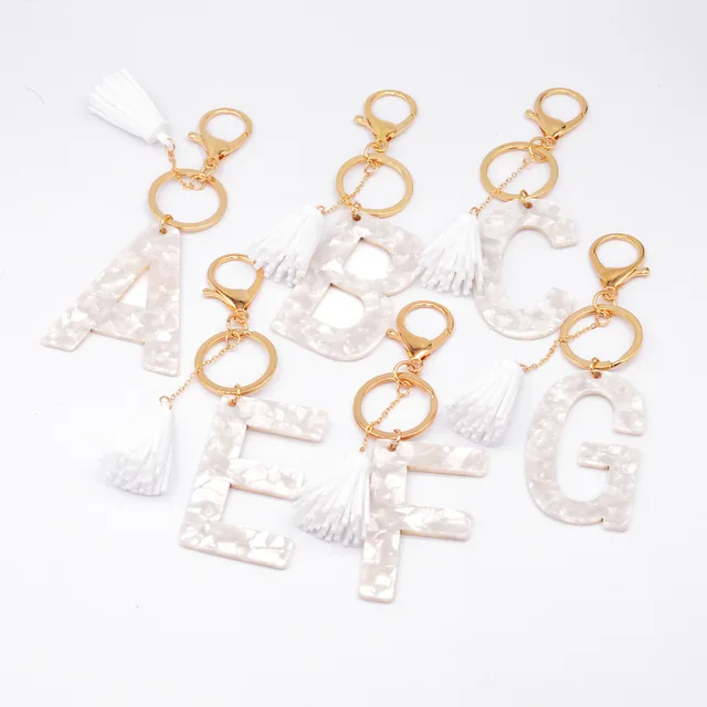 Acrylic Acid Alphabet Key Ring Tassel Bag Pendant V - Shop at LoveMi