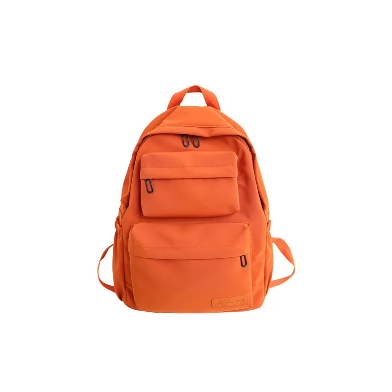 Backpack Student Schoolbag Female Korean Version Large capacity Travel Leisure Solid Color Multi layer Backpack Orange - Shop at LoveMi