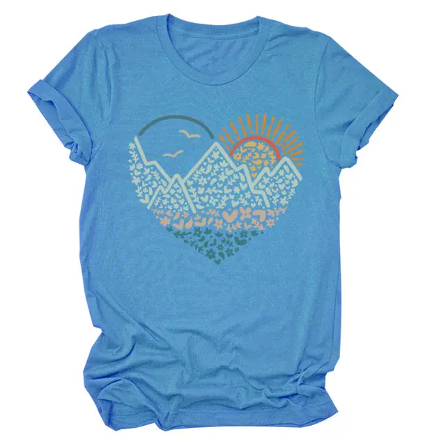 Casual Loose Short Sleeve Top Deep Water Blue - Shop at LoveMi