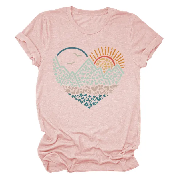 Casual Loose Short Sleeve Top Pink - Shop at LoveMi