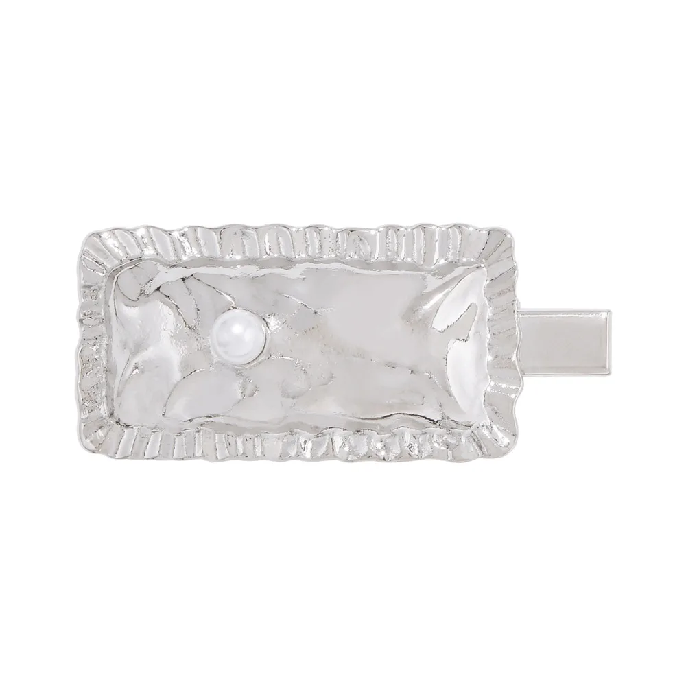 Simple Texture Hairpin Personality Creative Retro Square Hair Accessories - Silver