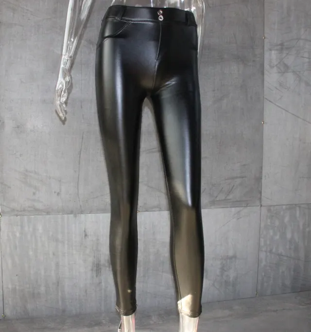 Peach Hip Leather Pants Thin Black - Shop at LoveMi