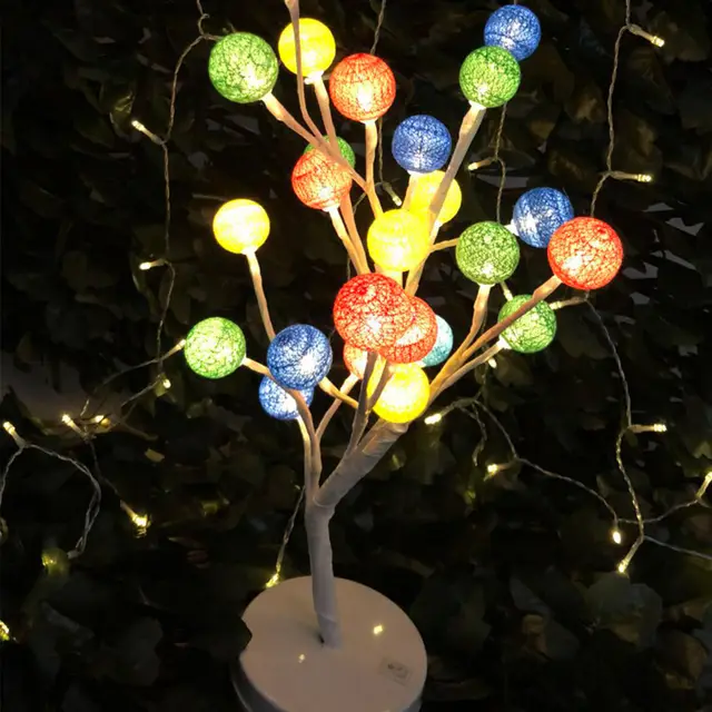 New Style Led Small Tree 50cm Cotton Home Decoration Tree Lamp Light String Ball Red - Shop at LoveMi