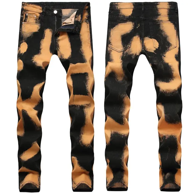 Slim fit Foreign Trade Men's Straight leg Jeans Men's Trousers Brown - Shop at LoveMi
