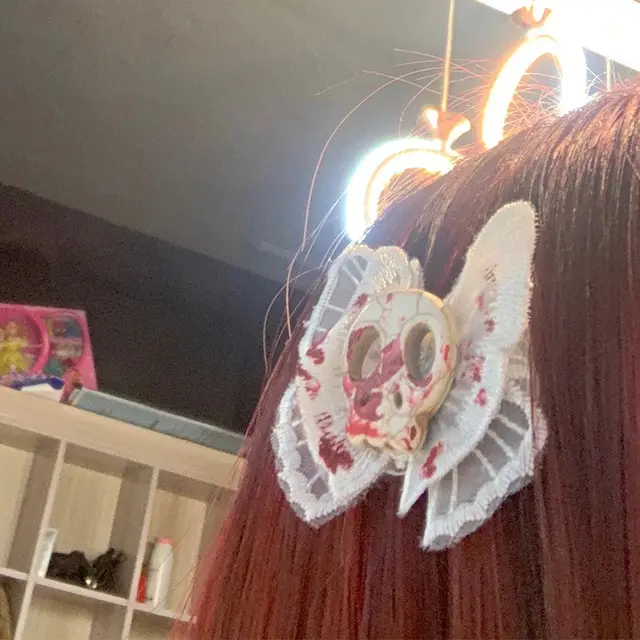 Skull Hair Clip Side Clip Hair Accessory Punk Show Red White - Shop at LoveMi