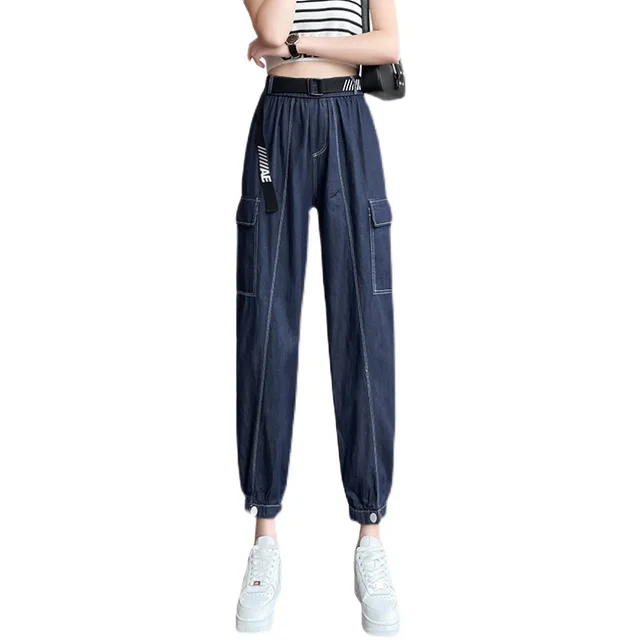 All Match Thin Tencel Denim Harem Pants Blue - Shop at LoveMi