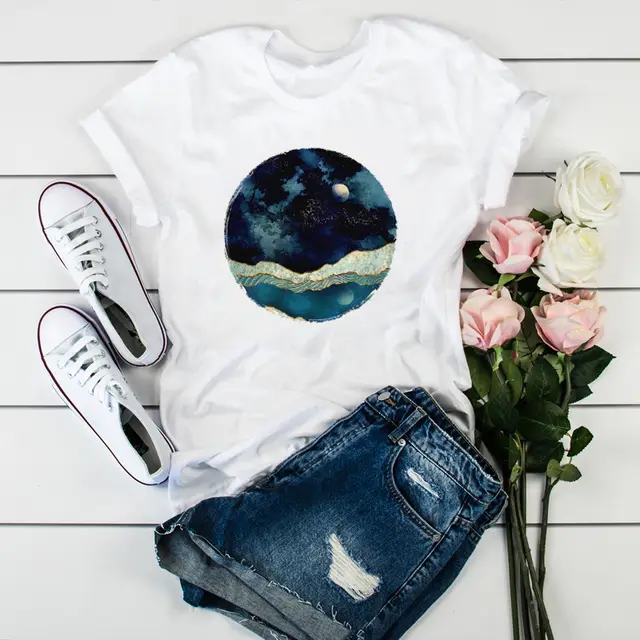 Women's Graphic Watercolor Painting Women's Fashion All Match Ladies T Shirt 4.Style - Shop at LoveMi