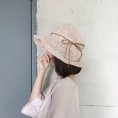 Sunscreen Female Raffia Straw Hat Summer Fashion Cover Face Net Red Fisherman Hat White - Shop at LoveMi