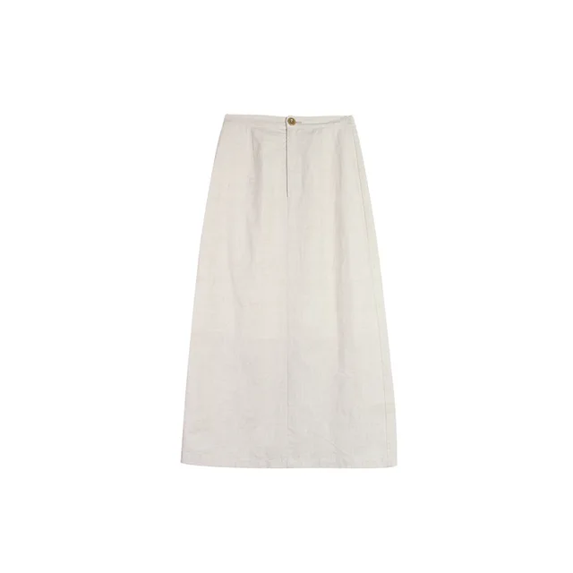 Solid Color A line Skirt High Waist Skirt White - Shop at LoveMi
