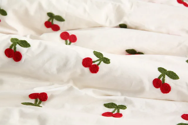 White Background Blue Flower Exquisite Embroidery Pure Cotton Embroidered Dress Curtain Shirt Handmade Diy Fabric Cherry - Shop at LoveMi