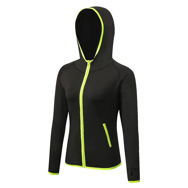 Fitness Yoga Training Running Color Matching Zipper Hoodie Quick Drying Jacket Dark Green - Shop at LoveMi