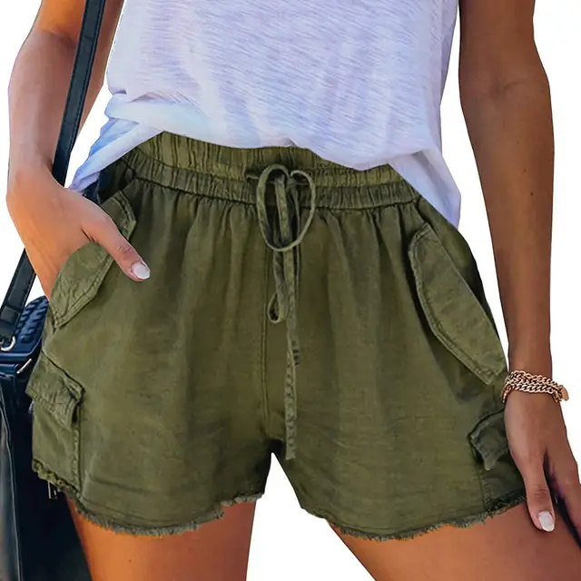 Casual Wide leg Pants High waist Loose fitting Shorts Army Green - Shop at LoveMi