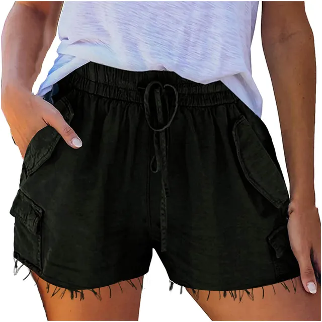 Casual Wide leg Pants High waist Loose fitting Shorts Black - Shop at LoveMi