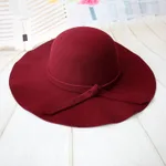 Dome Wavy Side Big Brim Top Hat Sun Visor Hat Women - Wine