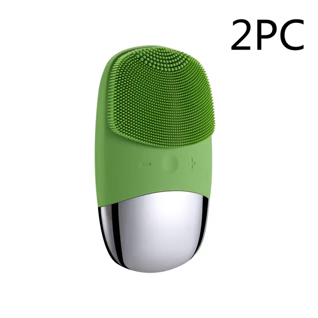 Mini Silicone Electric Face Cleansing Brush Electric Facial Cleanser Facial Cleansing Brush Skin Massager Skin Care Tools Green 2Pc - Shop at LoveMi