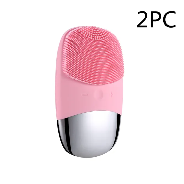 Mini Silicone Electric Face Cleansing Brush Electric Facial Cleanser Facial Cleansing Brush Skin Massager Skin Care Tools Pink 2Pc - Shop at LoveMi