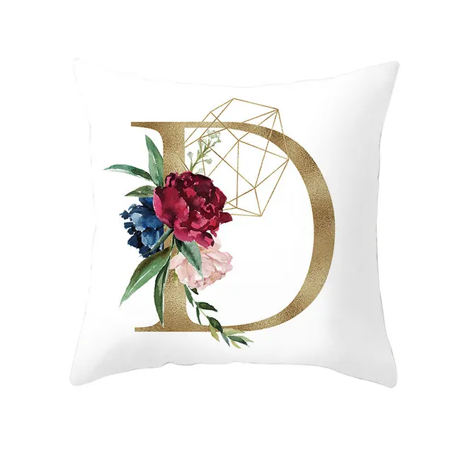 Nordic Style Pillowcase Geometric Golden Letter Pillowcase Peach Skin Sofa Cushion Household Goods - Shop at LoveMi