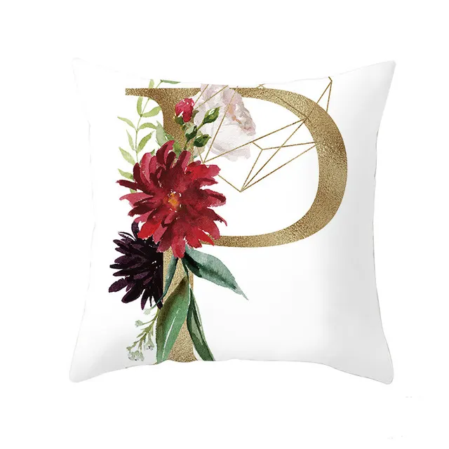 Nordic Style Pillowcase Geometric Golden Letter Pillowcase Peach Skin Sofa Cushion Household Goods P - Shop at LoveMi