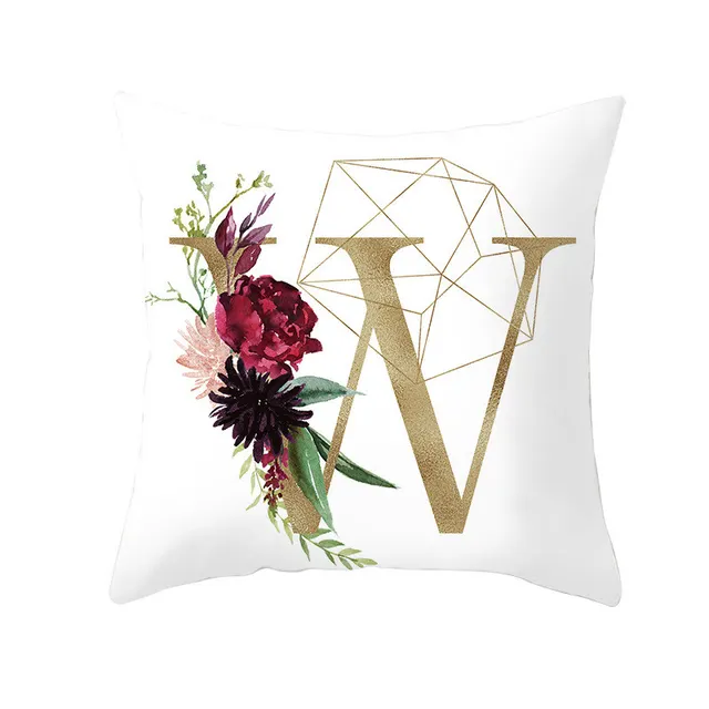 Nordic Style Pillowcase Geometric Golden Letter Pillowcase Peach Skin Sofa Cushion Household Goods W - Shop at LoveMi