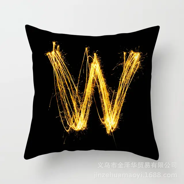 Pillow Cover Home Decor Black Golden Letter Printed Cushion W - Shop at LoveMi